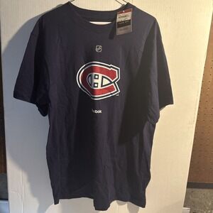MONTREAL CANADIANS NHL Reebok Face‎ Off Navy T-Shirt Size Large NWT